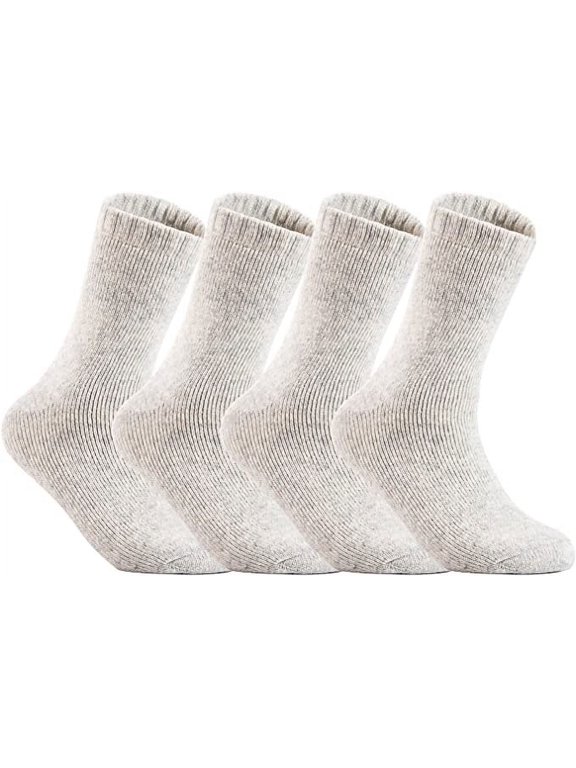 Men's 4 Pairs High Performance Wool Socks. Breathable & Lightweight Crew Socks as Hiking Socks & Running Socks Size 6-9Light Gray