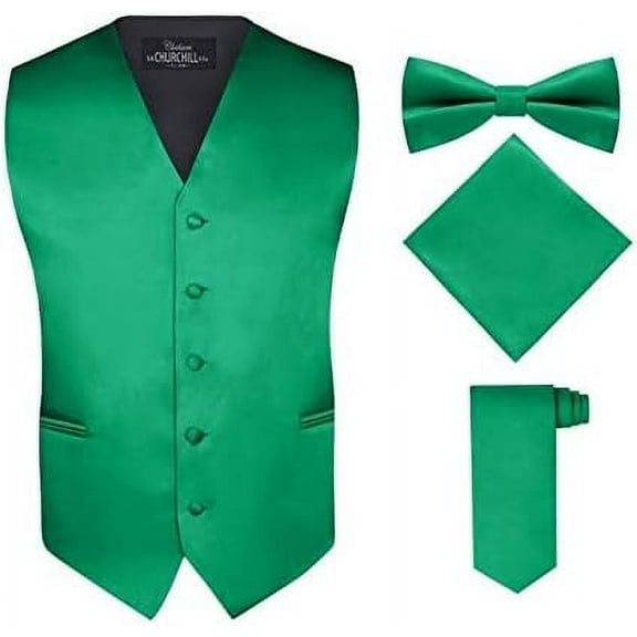 S.H. Churchill & Co. Men's 4 Piece Vest Set, with Bow Tie, Neck Tie, and Pocket Square