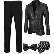 Men s 4 Pieces Tuxedo Suit Set One Button Blazer Business Shawl Lapel Jacket Party Prom Jacket Pants Set with Bow Tie Set