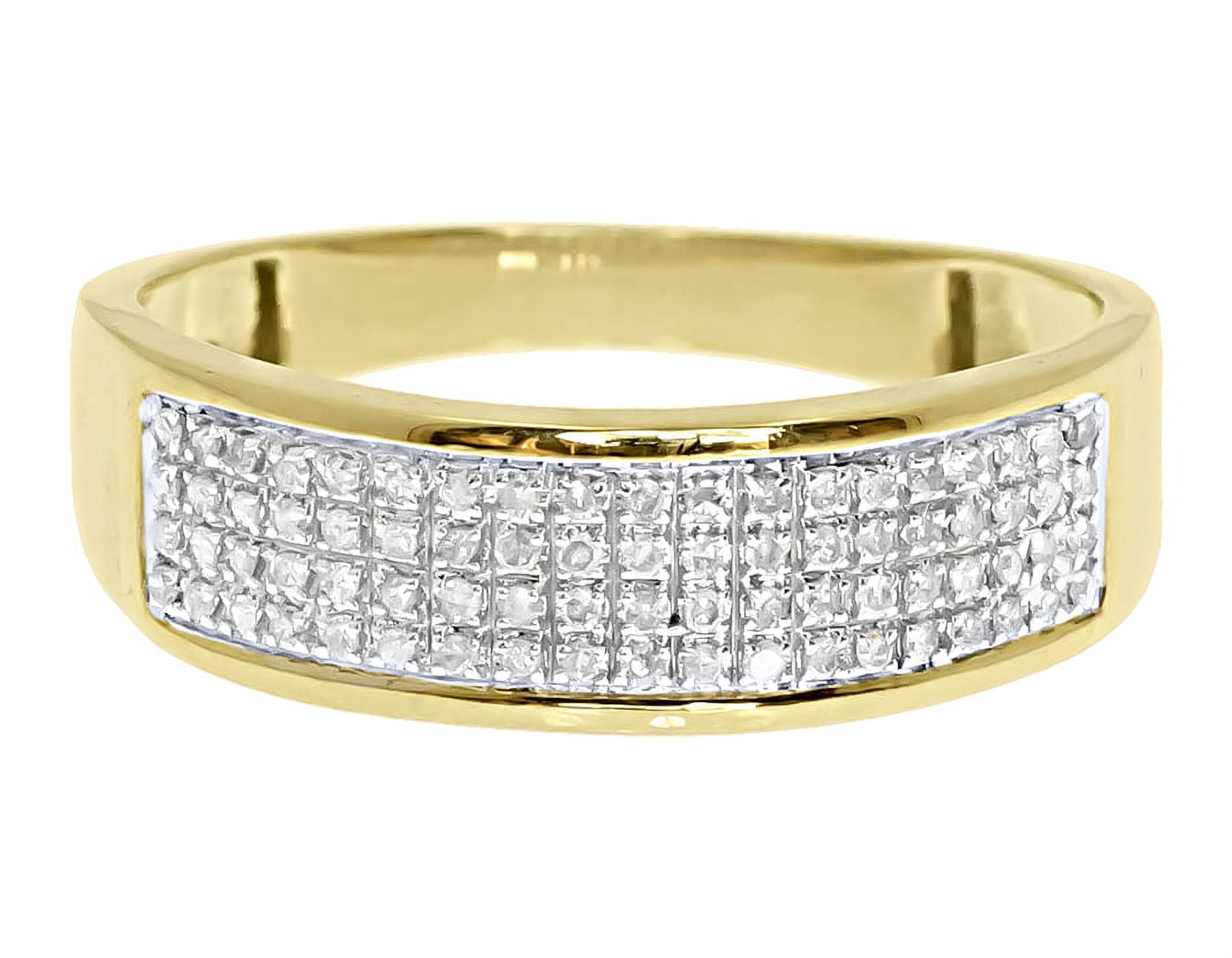 JEWELRY UNLIMITED Men's 4 Row Pave Diamond Band Ring in 10k Yellow Gold 7MM (0.25ct)