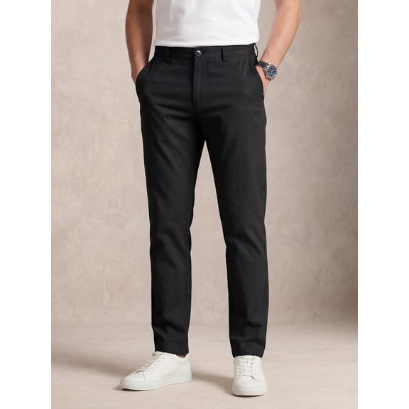 Men's 4-Way Stretch Golf Pants,Casual Khaki Trousers with Elastic Waist, Slim Fit Performance Work Pants for Hiking & Travel