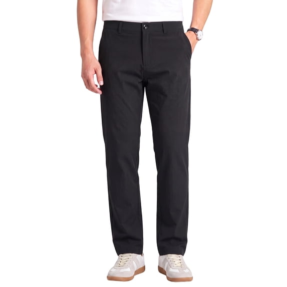 MEILIHUA Men's Regular Fit Casual Work Pants, Stretch Dress Pants with Flex Waist, Flat Front Golf Trousers for Spring Summer