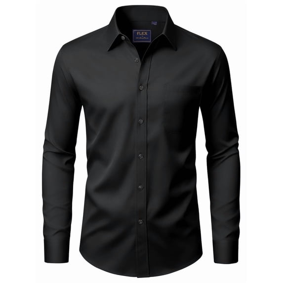 Men's 4-Way Stretch Dress Shirt Wrinkle-Free Long Sleeve Button Down Shirt Office