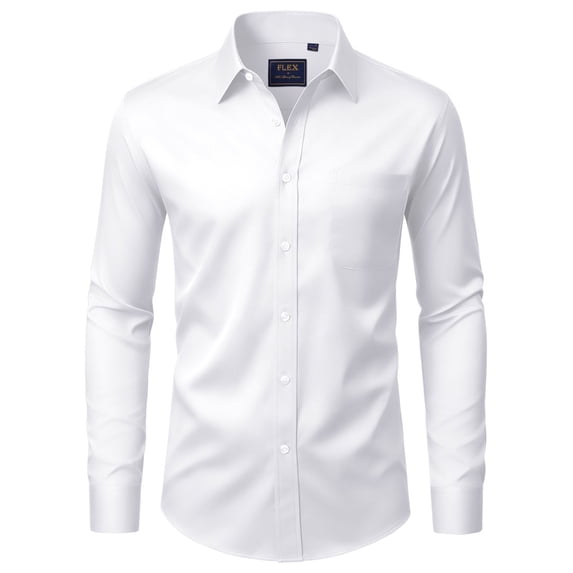Men's 4-Way Stretch Dress Shirt Wrinkle-Free Long Sleeve Button Down Shirt Office
