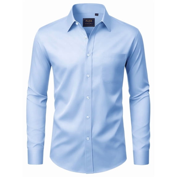 Men's 4-Way Stretch Dress Shirt Wrinkle-Free Long Sleeve Button Down Shirt Office