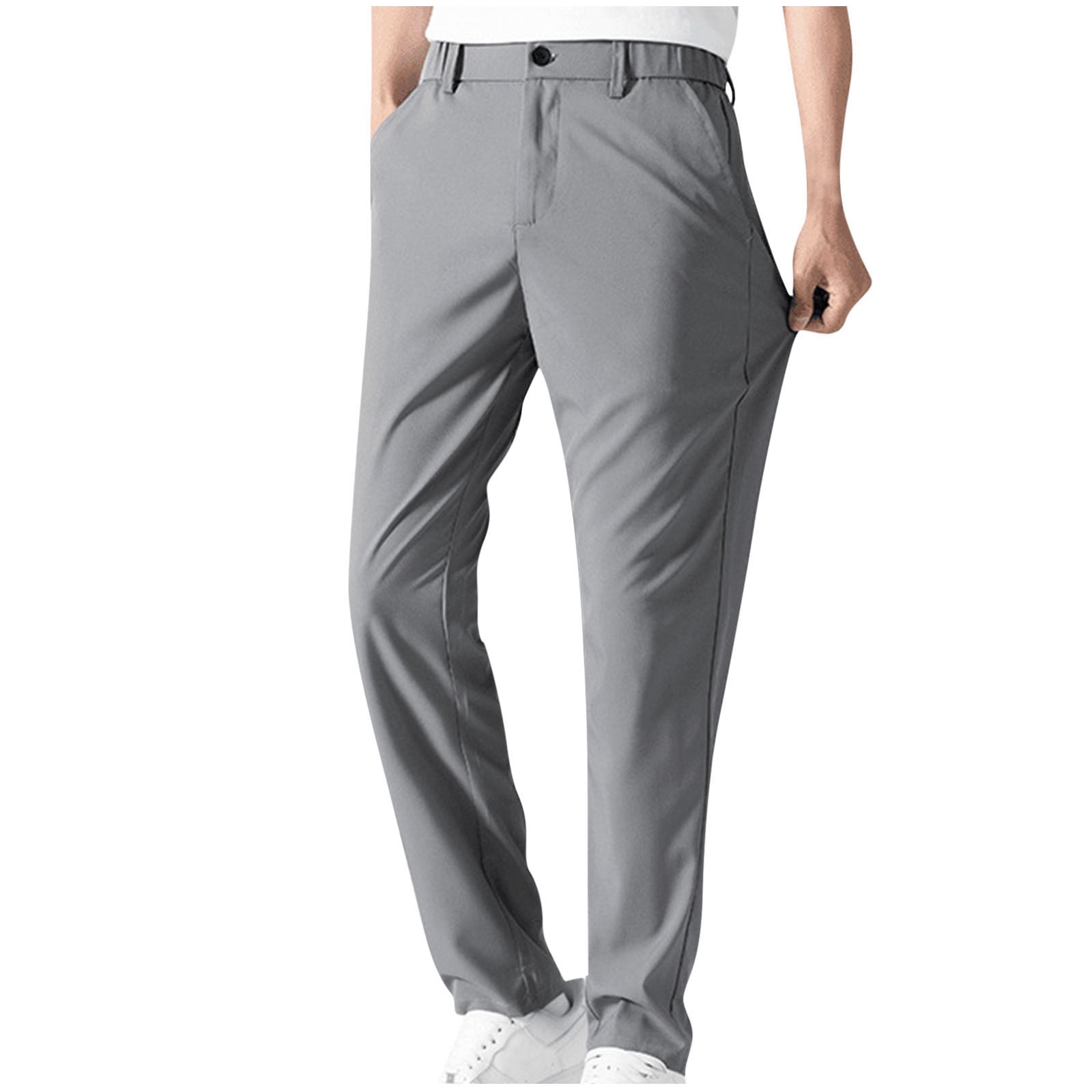 Men's 4-Way Stretch Golf Dress Pants Business Casual Classic Fit Flat ...