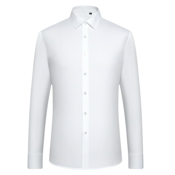 Men's 4-Way Stretch Wrinkle-Free Spread Collar Soild Dress Shirts Long Sleeve Regular Fit Casual Wedding Silky Sheen Looking Shirt