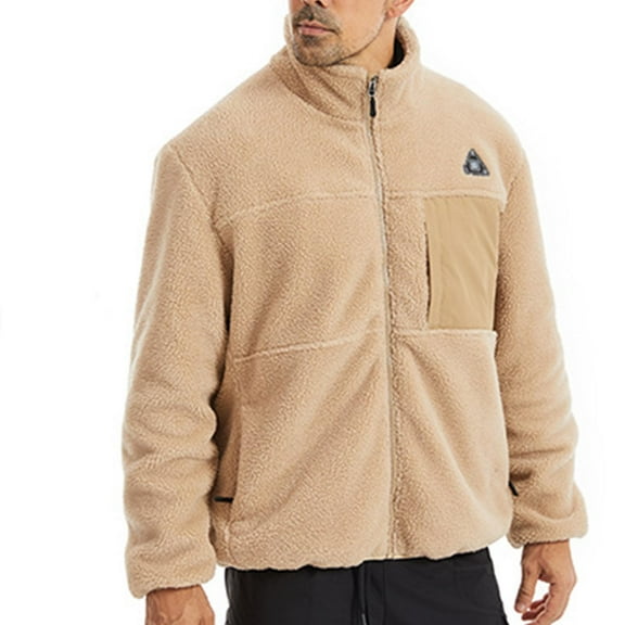 Men's 4-Zone Heated Fleece Jacke One-Button Controlt USB Rechargeable Lightweight Winter Coat for Work Outdoor（Battery Not Included）