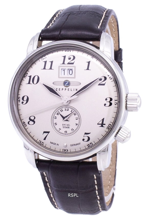 Men's 40mm Brown Leather Band Steel Case Quartz White Dial Analog Watch 7644-5