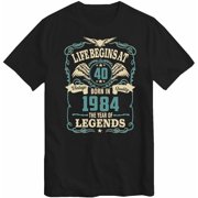 Men's 40th Birthday T-Shirt Life Begins At 40 Born In 1984 Birthday Tee Top Gift