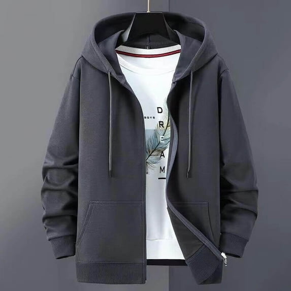 Men's 420g Thickened Fleece Zip-Up Hooded Sweatshirt Jacket