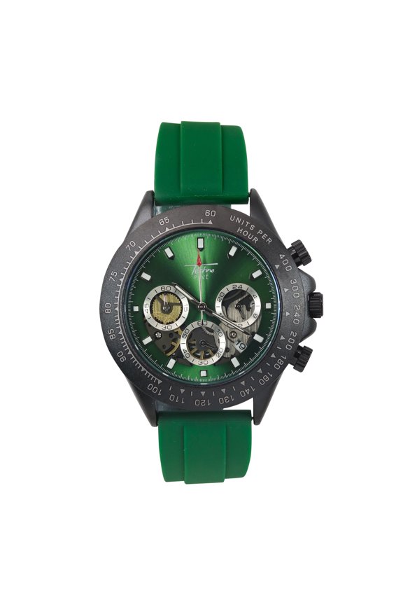 Men’s 42mm Sports Watch – Multi-Dial Face, Date Display & Silicone Strap – Casual Gift-Ready Timepiece - Green Finish