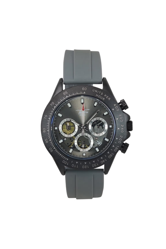 Men’s 42mm Sports Watch – Multi-Dial Face, Date Display & Silicone Strap – Casual Gift-Ready Timepiece - Grey Finish