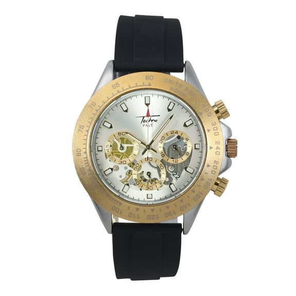 Men’s 42mm Sports Watch – Multi-Dial Face, Date Display & Silicone Strap – Casual Gift-Ready Timepiece - Two Tone Finish