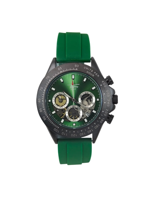 Men’s 42mm Sports Watch – Multi-Dial Face, Date Display & Silicone Strap – Casual Gift-Ready Timepiece - Green Finish