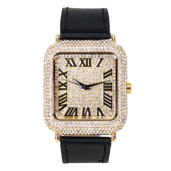 Men’s 42mm Unique Asymmetrical Luxury Watch – 6.5in Quartz Timepiece with Metal Band, Bold Streetwear Style Gift for Him - Gold