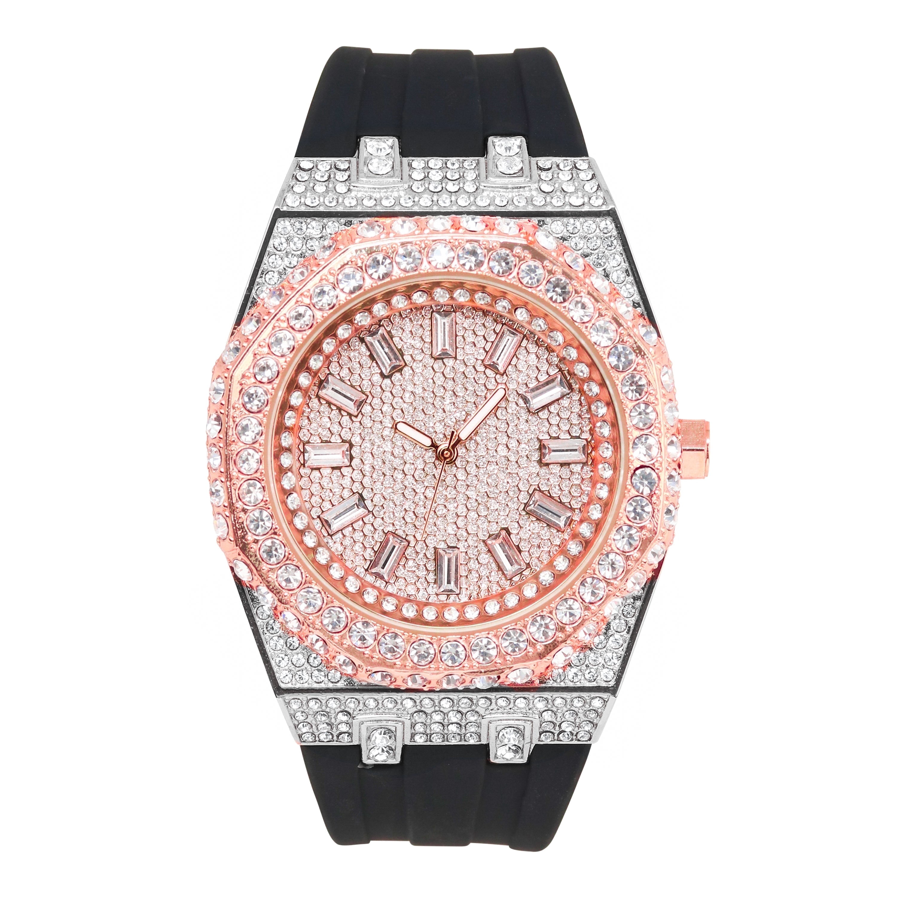 Rose Gold-tone Baguette Bezel Chronograph Ladies Watch 43 mm Peugeot Women main image 3