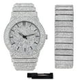 thumbnail image 1 of Men's 46mm Fully Iced Out Diamond Watch & Bracelet Set - Silver Dial, Chandelier Bracelet, 1 of 6