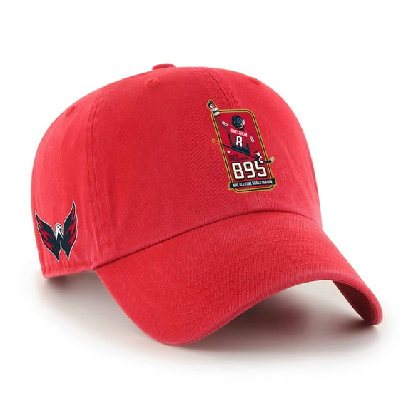 Men's '47 Alexander Ovechkin Red Washington Capitals 895 Most Goals of All Time Clean Up Adjustable Hat
