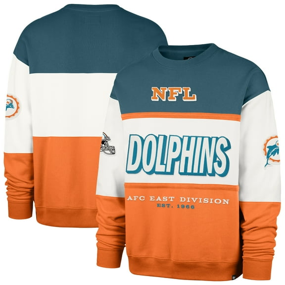 Men's '47 Aqua/Orange Miami Dolphins Throwback Breeze Maximalist Sweatshirt