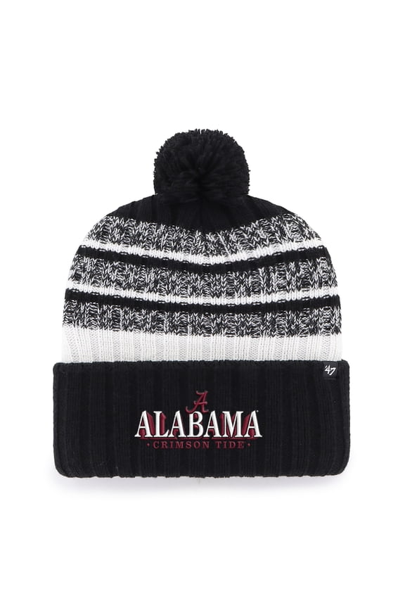 Men's '47 Black Alabama Crimson Tide Tavern Cuffed Knit Hat with Pom