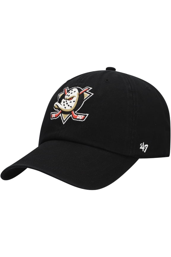 Men's '47 Black Anaheim Ducks Core Logo Clean Up Adjustable Hat