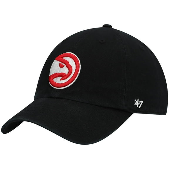 Men's '47 Black Atlanta Hawks Core Logo Clean Up Adjustable Hat