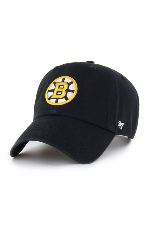 Men's '47 Black Boston Bruins Core Logo Clean Up Adjustable Hat