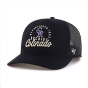 Mens 47 Black Colorado Rockies Pitstop Trucker Adjustable Hat