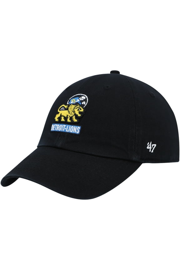 Men's '47 Black Detroit Lions Clean Up Adjustable Hat