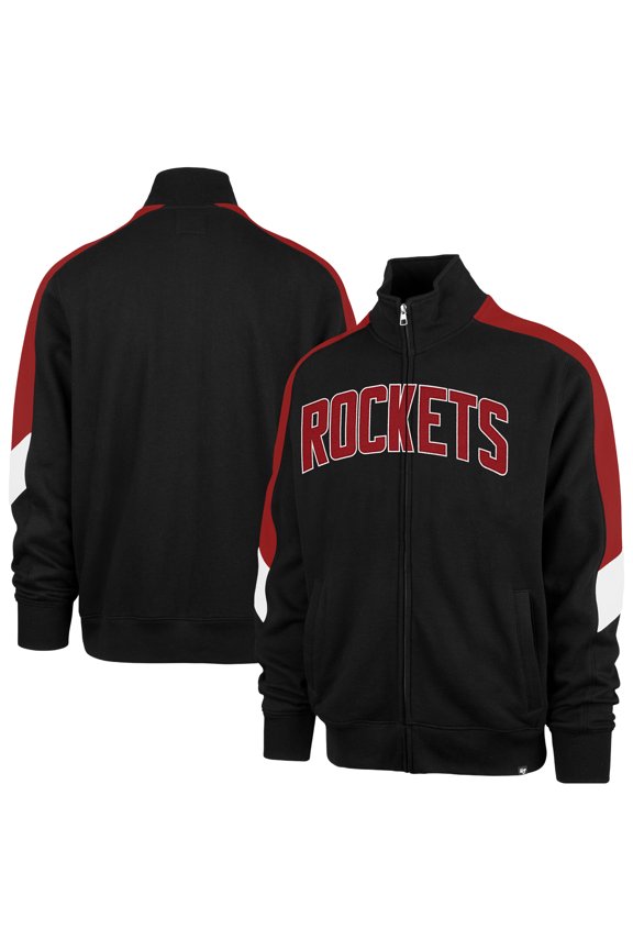 Men's '47 Black Houston Rockets Wordmark Shoot Out Full-Zip Track Jacket