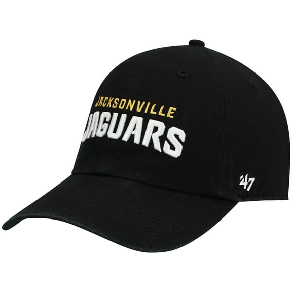Men's '47 Black Jacksonville Jaguars Clean Up Script Adjustable Hat