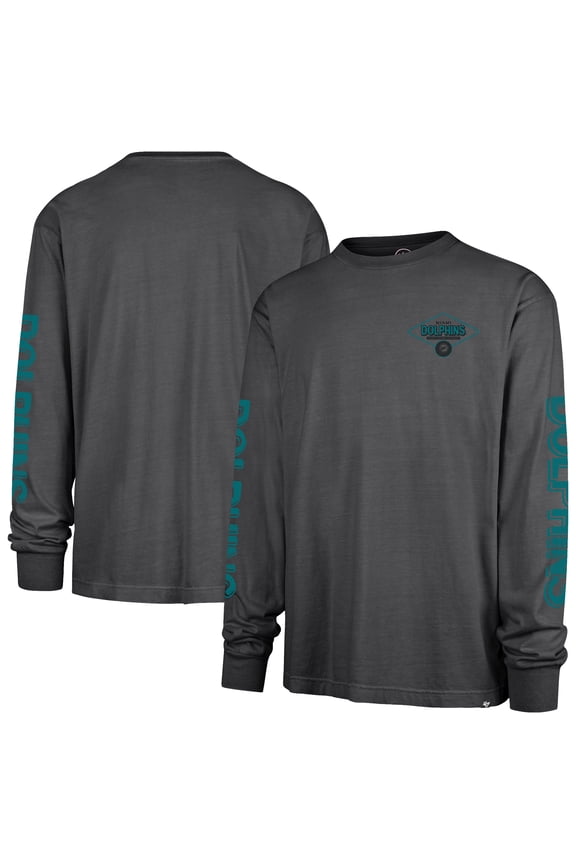 Men's '47 Black Miami Dolphins Cairn Ravine Foundation Throwback Long Sleeve T-Shirt