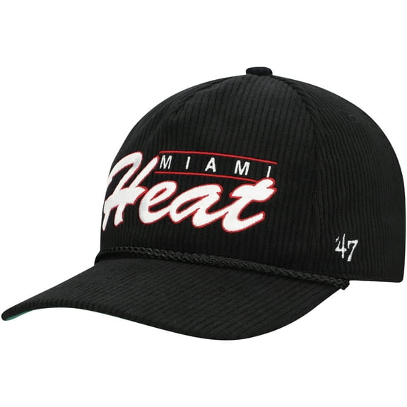 Men's '47 Black Miami Heat Double Header Sidepatch Cord Hitch Adjustable Hat