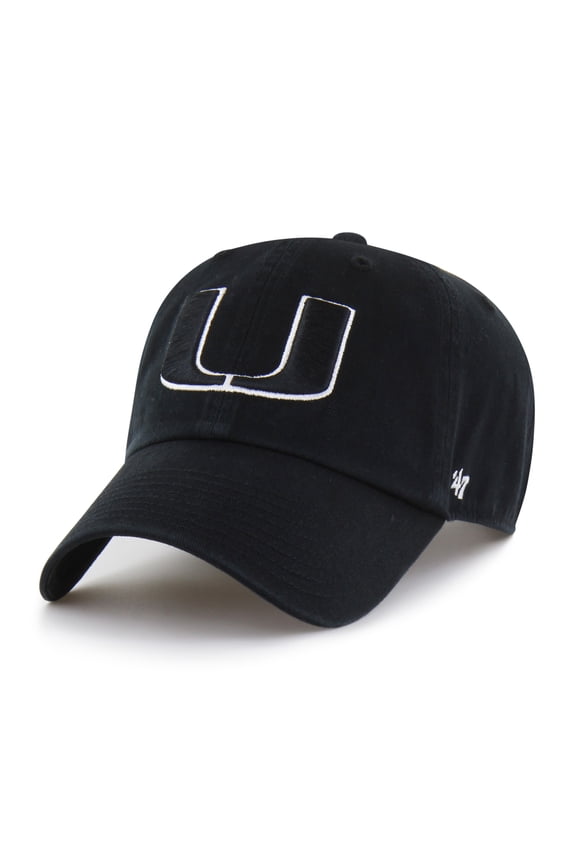 Men's '47 Black Miami Hurricanes Clean Up Adjustable Hat