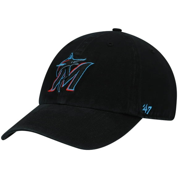 Men's '47 Black Miami Marlins Clean Up Adjustable Hat