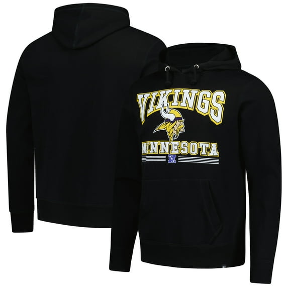 Men's '47 Black Minnesota Vikings Packed House Headline Pullover Hoodie