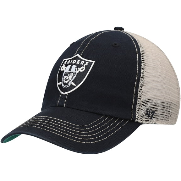 Men's '47 Black/Natural Las Vegas Raiders Team Trawler Trucker Clean Up Snapback Hat