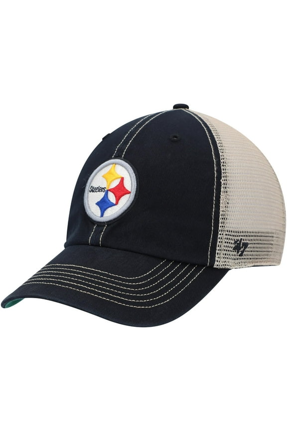 Men's '47 Black/Natural Pittsburgh Steelers Trawler Trucker Clean Up Snapback Hat
