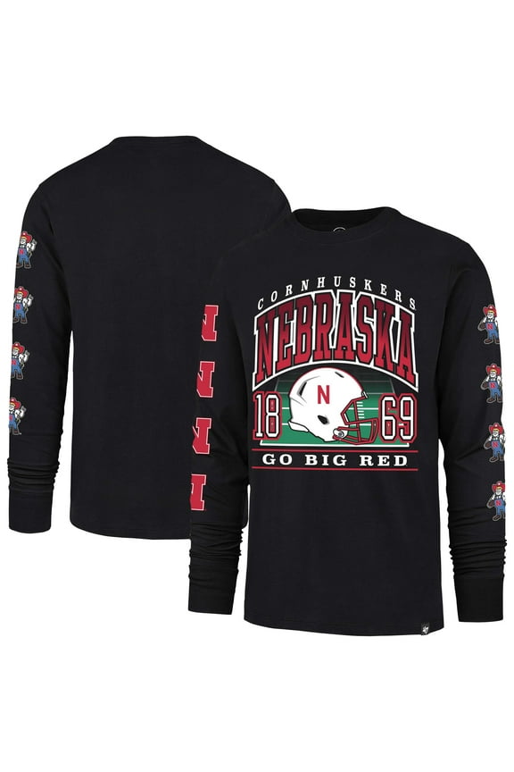 Men's '47 Black Nebraska Huskers Go Big Long Sleeve T-Shirt