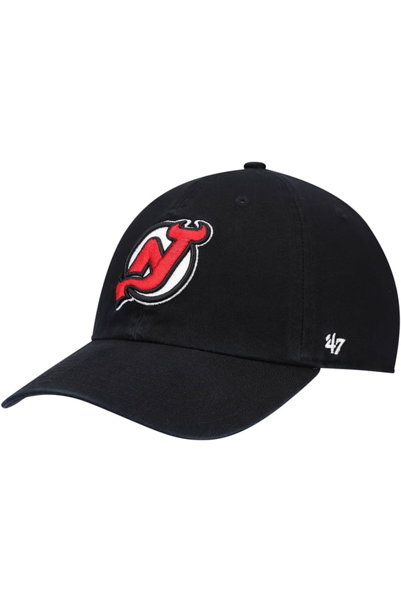 Men's '47 Black New Jersey Devils Primary Logo Clean Up Adjustable Hat