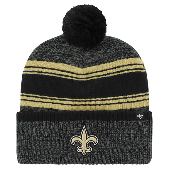 Men's '47 Black New Orleans Saints Fadeout Cuffed Knit Hat with Pom