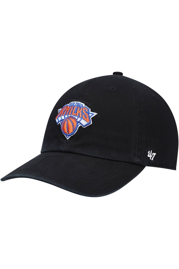Men's '47  Black New York Knicks Core Logo Clean Up Adjustable Hat
