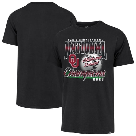 Men's '47 Black Oklahoma Sooners 2026 NCAA Baseball Men's College World Series Champions Franklin T-Shirt