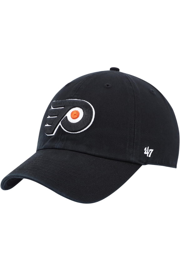 Men's '47 Black Philadelphia Flyers Team Logo Clean Up Adjustable Hat