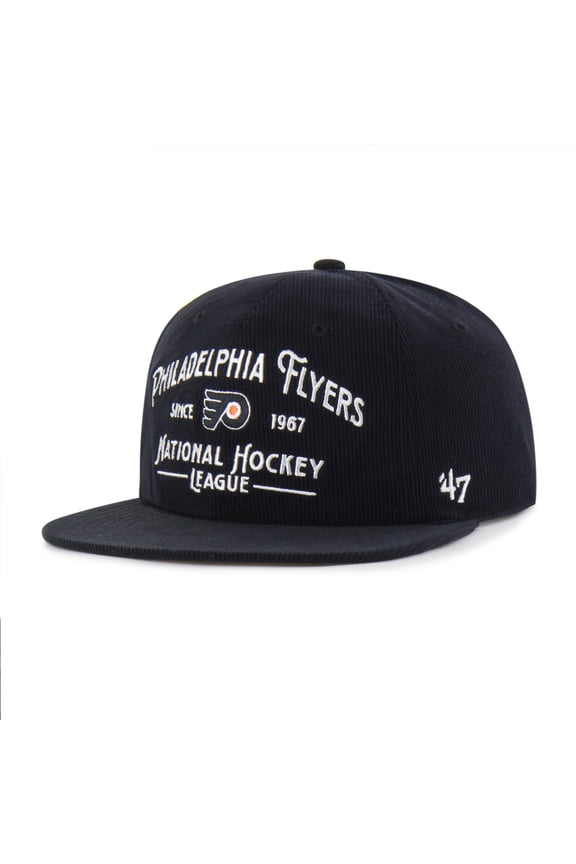 Men's '47  Black Philadelphia Flyers Whitlock Corduroy Captain Snapback Hat