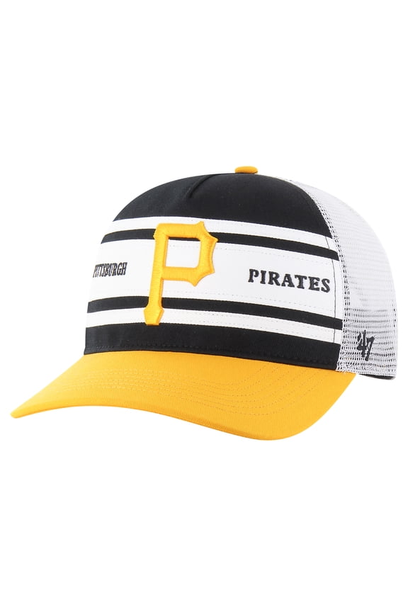 Men's '47 Black Pittsburgh Pirates Gridiron Super Stripe Relaxed Trucker Hitch Adjustable Hat