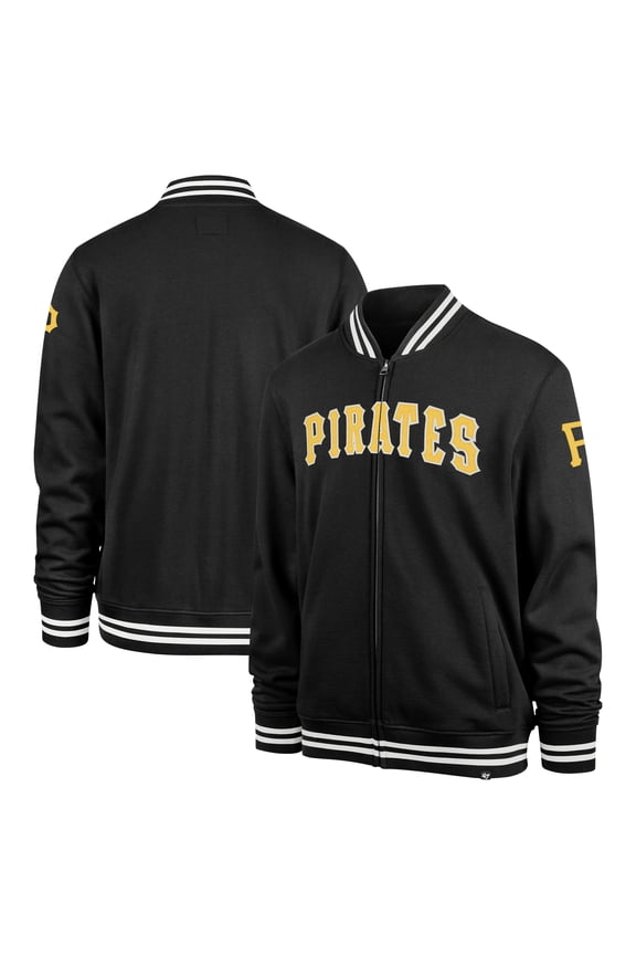 Men's '47 Black Pittsburgh Pirates Wax Pack Pro Camden Full-Zip Track Jacket