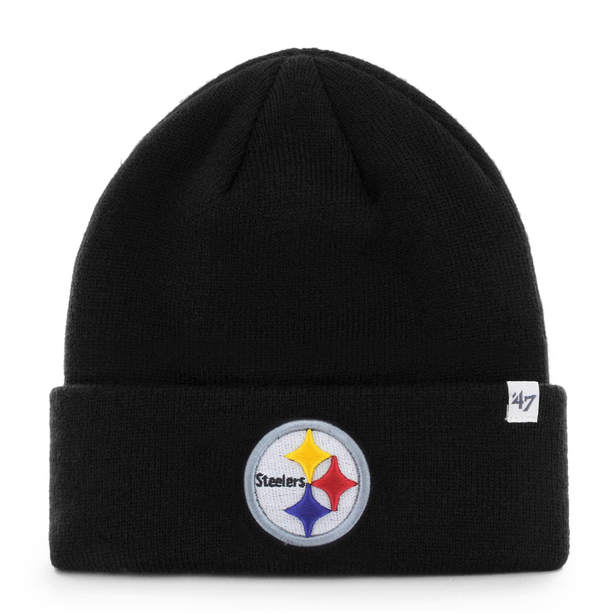 Men's '47 Black Pittsburgh Steelers Primary Basic Cuffed Knit Hat - OSFA 