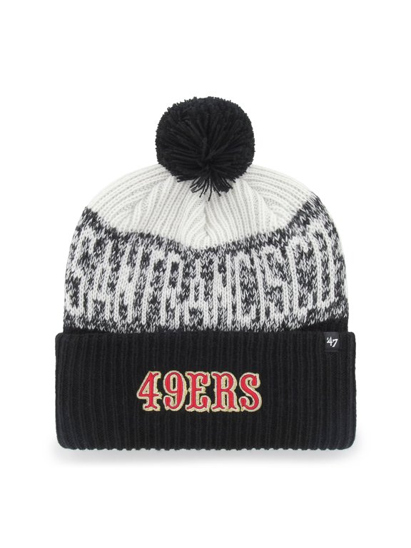 Men's '47 Black San Francisco 49ers Rivalries Collection Bone Chill Cuffed Pom Knit Hat